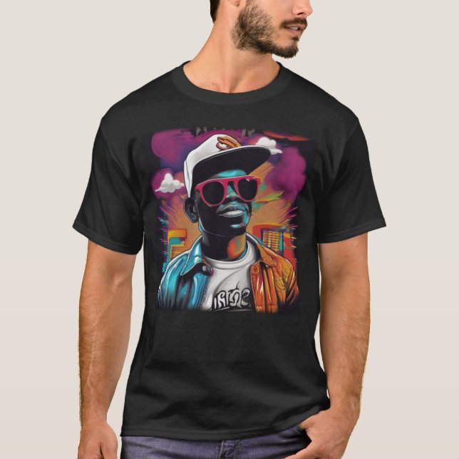 Camiseta Grafite Hip Hop - Ilustração Digital em A (Frente)
