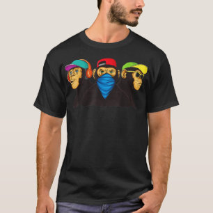 Camiseta Grafite Moderno de Três Macacos Sábios