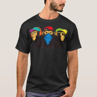 Camiseta Grafite Moderno de Três Macacos Sábios