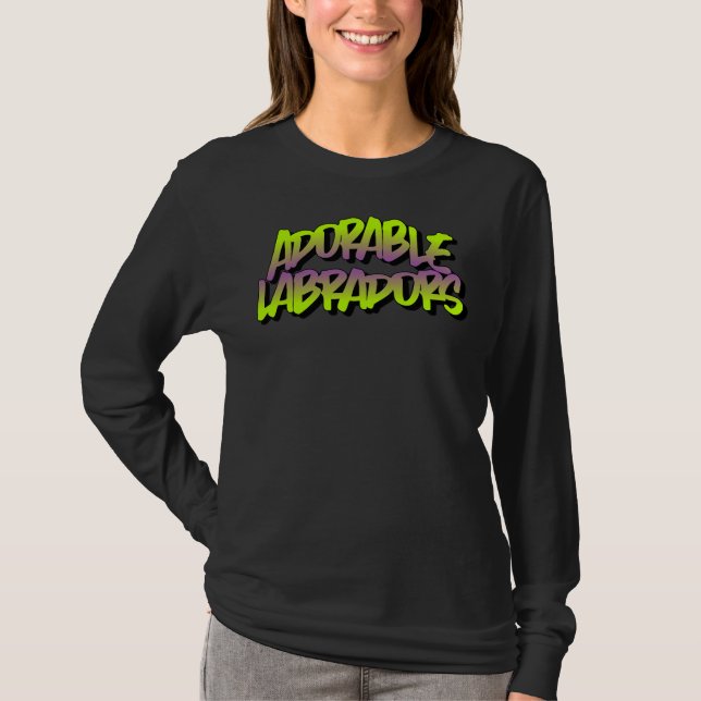 Camiseta Grafite Neon de Labradores Adoráveis (Frente)
