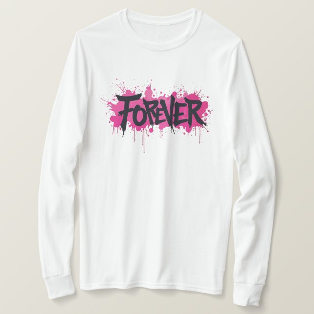 Camiseta Grafite rosa quente "FOREVER" (Frente do Design)