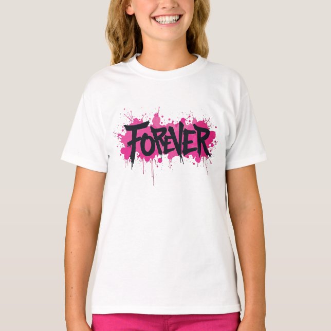 Camiseta Grafite rosa quente "FOREVER" (Frente)