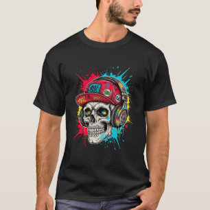 Camiseta Grafite Skull DJ - Fone de ouvido da Neon Street