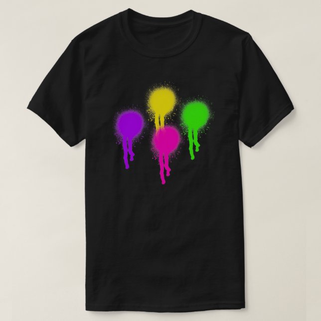 Camiseta Grafite Spray Paint Splatters Coloridos (Frente do Design)