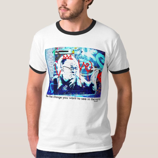 Camiseta Grafites de Dalai Lama com citações por Mahatma (Frente)