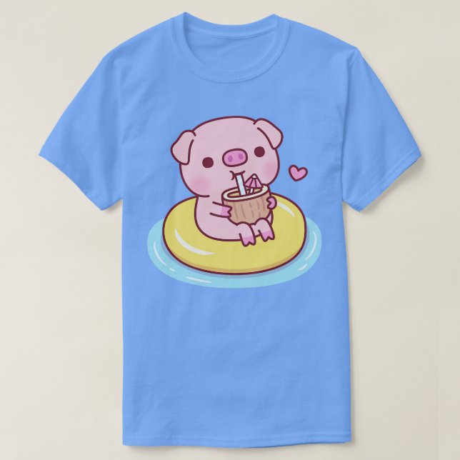 Camiseta Grafo Grito Na Piscina Flutuante E Coco Do Bebendo (Frente do Design)