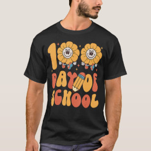 Camiseta Grafo Retroró 100 Dias De Ensino De Flor Escolar