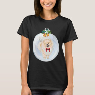 Camiseta Grafo Vermelho Creme Pomerânia Ilustração Natal P