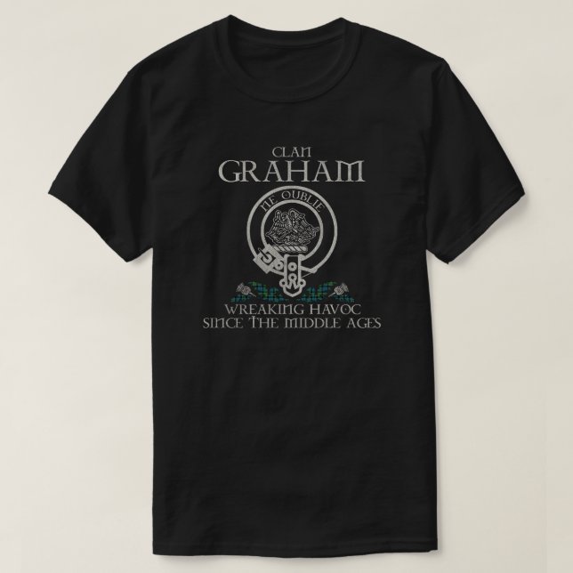 Camiseta Graham of Menteith Clan crest alcatrão escocês (Frente do Design)