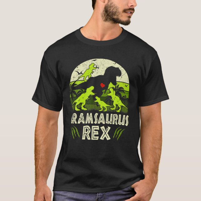 Camiseta Gram Dinossaur T Rex Gramsaurus 4 Crianças Corresp (Frente)