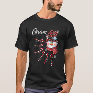 Camiseta Gram Snowman Candy Cane Xadrez Vermelha de Natal C