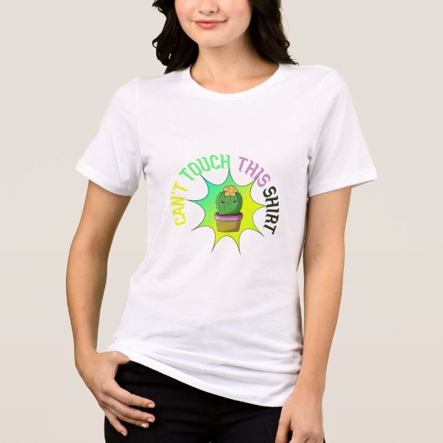 Camiseta Grama de Cactus de Cute Kawaii Potted e Diversão d (Frente)