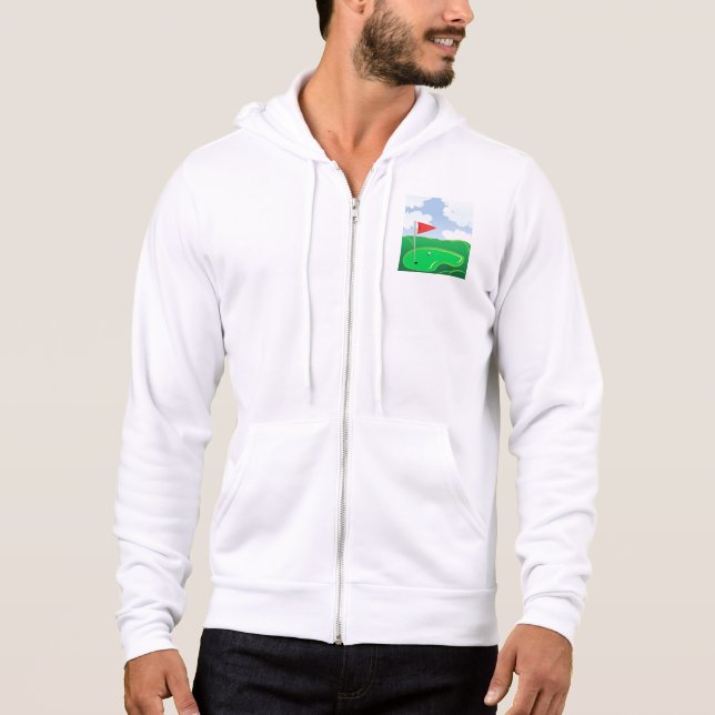 Camiseta Grama de golfe com bandeira vermelha e bola (Frente)