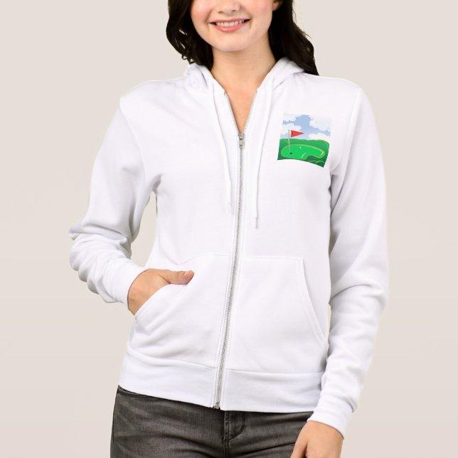 Camiseta Grama de golfe com bandeira vermelha e bola (Frente)