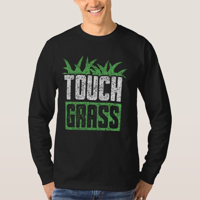 Camiseta Grama Tátil Fora da Memória Engraçada Piada Tocada (Frente)