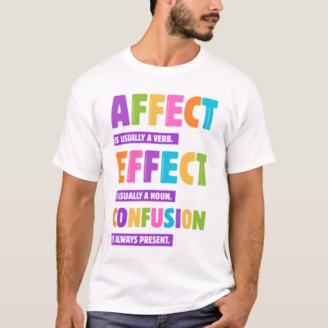 Camiseta Gramática de Afetação vs Efeito - Oferta Engraçada (Frente)
