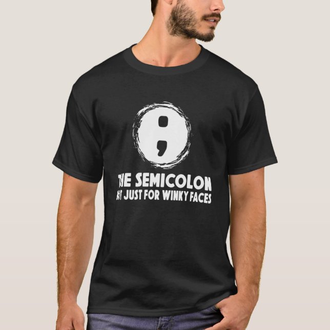 Camiseta Gramática Semicolon Winky Faces (Frente)