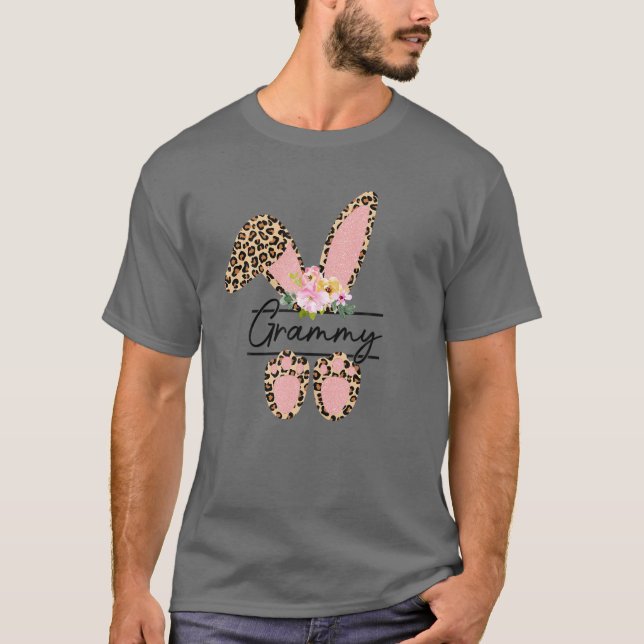 Camiseta Gramaticais das Flores Leopardo com Páscoas bonita (Frente)