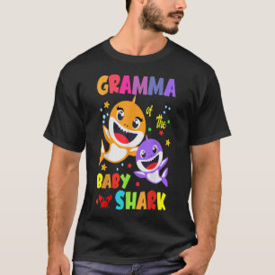 Camiseta Gramma Do Aniversário Do Bebê-Tubarão-Vó