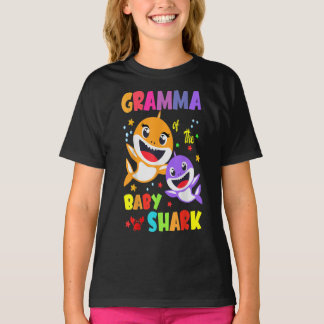 Camiseta Gramma Do Aniversário Do Bebê-Tubarão-Vó
