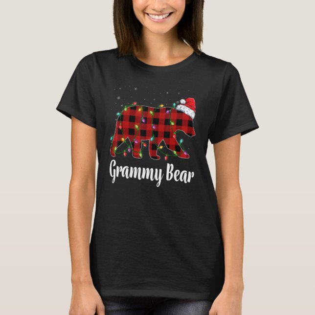 Camiseta Grammy Bear Buffalo Red Plaid Matching Family Chri (Frente)