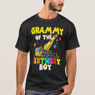 Camiseta Grammy Da Família Birthday Boy Crane Truck Exca