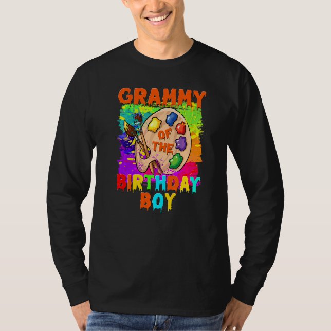 Camiseta Grammy Da Família De Pintura De Menino De Aniversá (Frente)