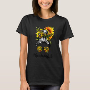 Camiseta Grammy Life Messy Hair Bun Sunflower Women Mother'