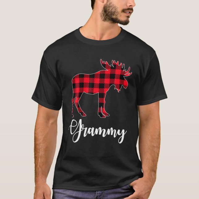 Camiseta Grammy Moose Buffalo Plaid Red Christmas Pajama Fa (Frente)