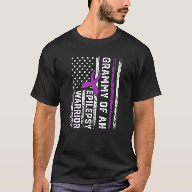 Camiseta Grammy of a Warrior Epilepsy Purple Ribbon Support (Frente)