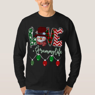 Camiseta Grammy Snowman Love Grammy Life Christmas Red Plai