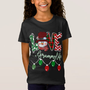 Camiseta Grammy Snowman Love Grammy Life Christmas Red Plai