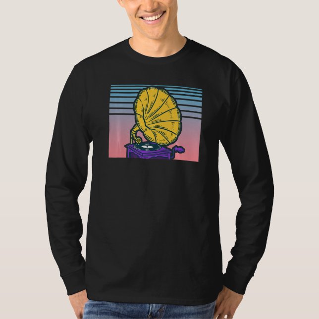 Camiseta Gramofone Record Player Vaporwave Aestético Phono (Frente)