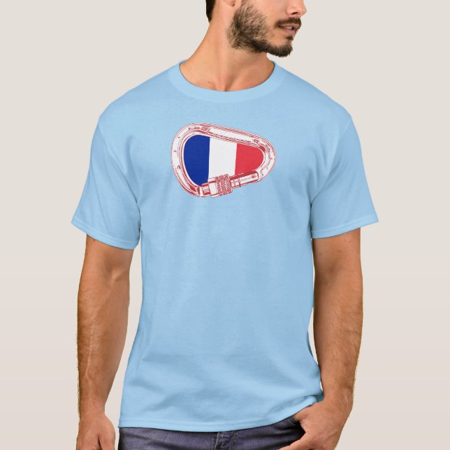 Camiseta Grampo de Escalada da Bandeira da França (Frente)