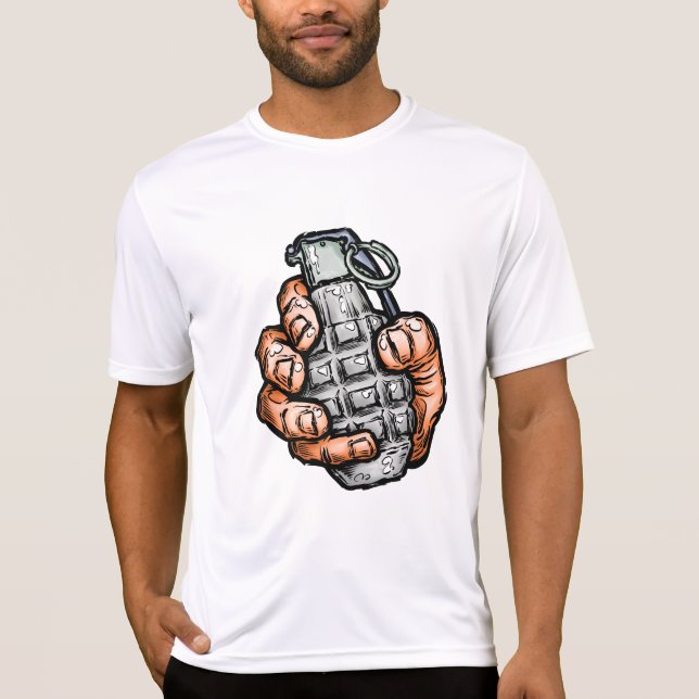 Camiseta Granada de Mão em Estilo de Quadrinhos (Frente)