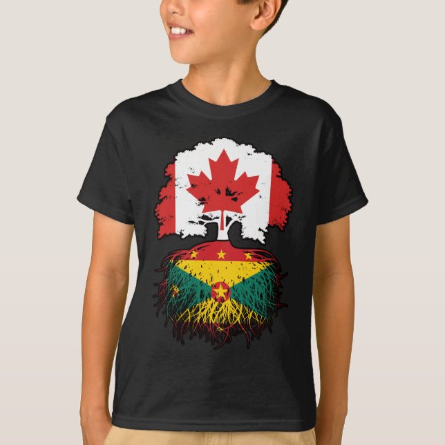 Camiseta Granada Granada Canadense Canadá Bandeira de Raíze (Frente)