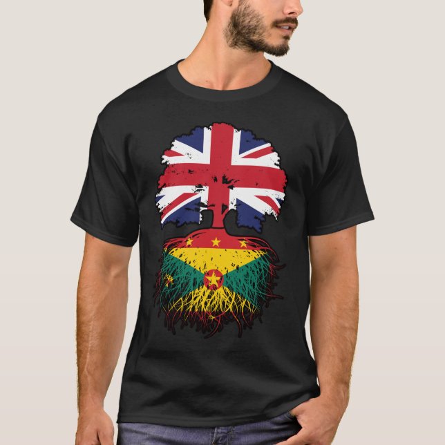 Camiseta Granada Grenade British Tree Roots Flag (Frente)