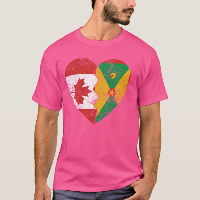 Camiseta Granada Roo canadense Flags Heart Canada (Frente)