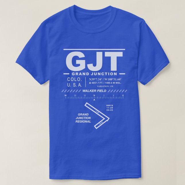 Camiseta Grand Junction Regional Airport GJT T Shirt (Frente do Design)