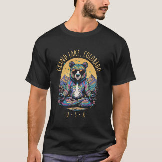 Camiseta Grand Lake Colorado Abstrato Urso Chill Zen Yoga D