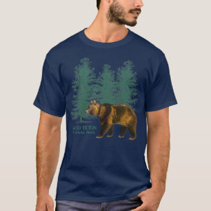 Camiseta Grand Teton National Park Wyoming Bear Trees Retro
