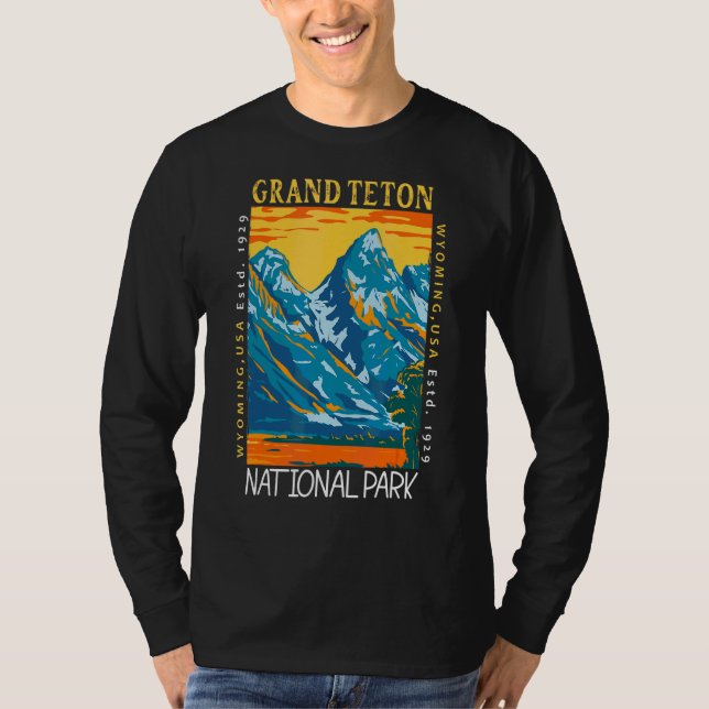 Camiseta Grand Teton National Park Wyoming Distingue Vinta (Frente)