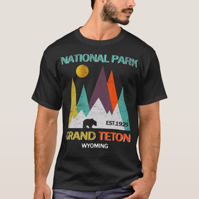 Camiseta Grand Teton Wyoming National Park dos EUA acampand (Frente)