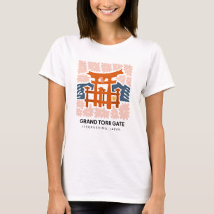 Camiseta Grand Torii Gate Itsukushima Japão viagem floral