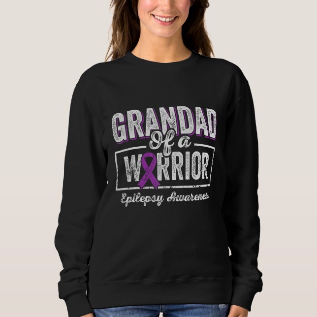 Camiseta Grandad of a Warrior Epilepsy Grandad Purple Ribbo (Frente)