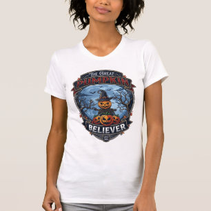Camiseta Grande Abobora Crente Espantalho Bruxa Chapéu Hall