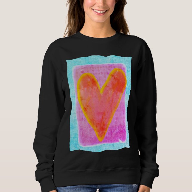 Camiseta Grande Abstrato de Coração Rosa para Vestir (Frente)