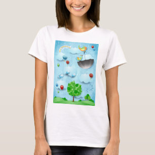 Camiseta Grande árvore e aves voadoras