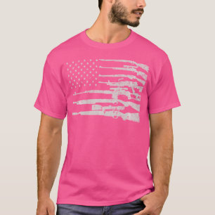 Camiseta Grande Bandeira Americana Com Metralhadoras Bandei