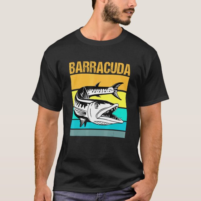Camiseta Grande Barracuda Cuda Pesca Vida Selvagem Salgado  (Frente)